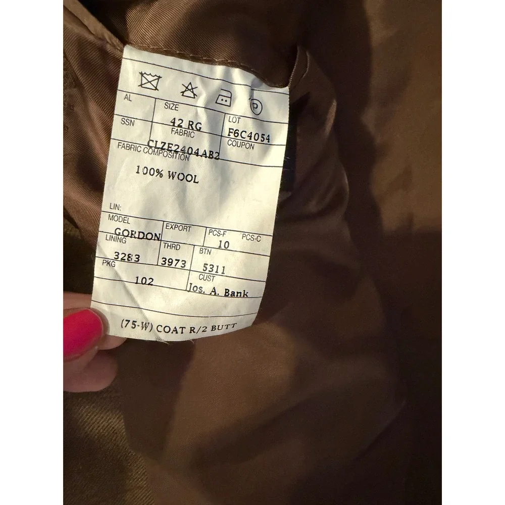 Jos. A.‎ Bank Signature Collection Brown Windowpane 100% Wool Blazer 42R Gordon